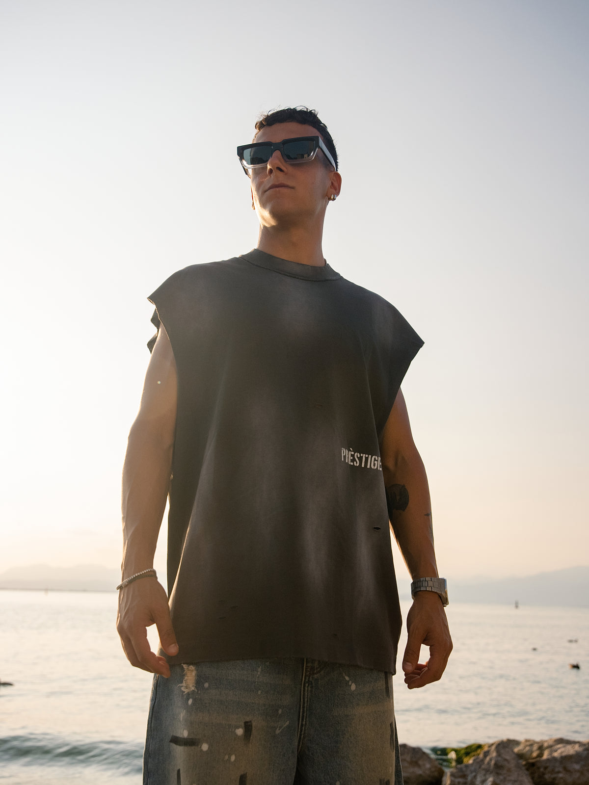 FADED TOP TANK GREY