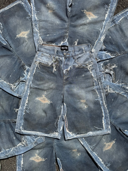 DENIM 3D PRINT SHORTS