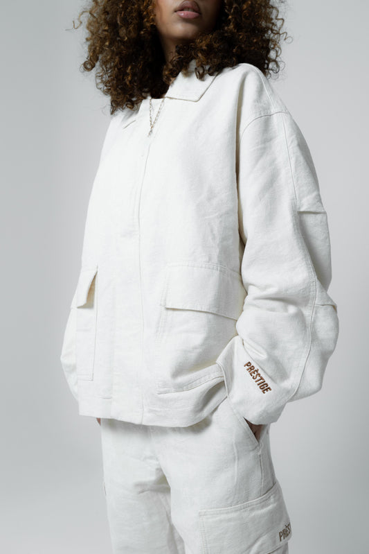 ZIP CROP FIT JACKET WHITE