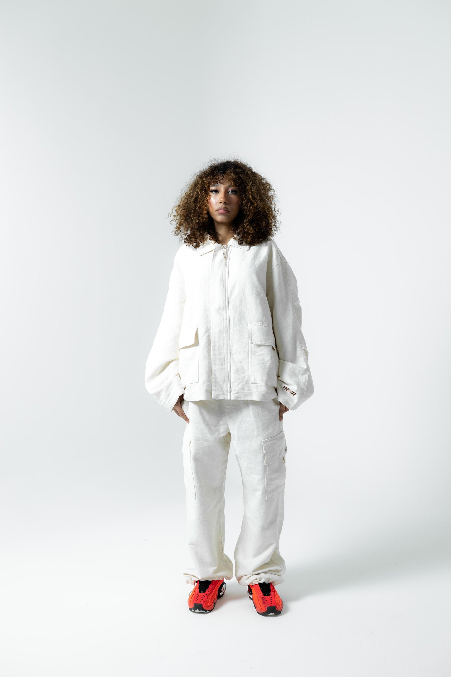 ZIP CROP FIT JACKET WHITE