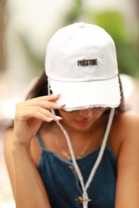 DISTRESSED WHITE HAT